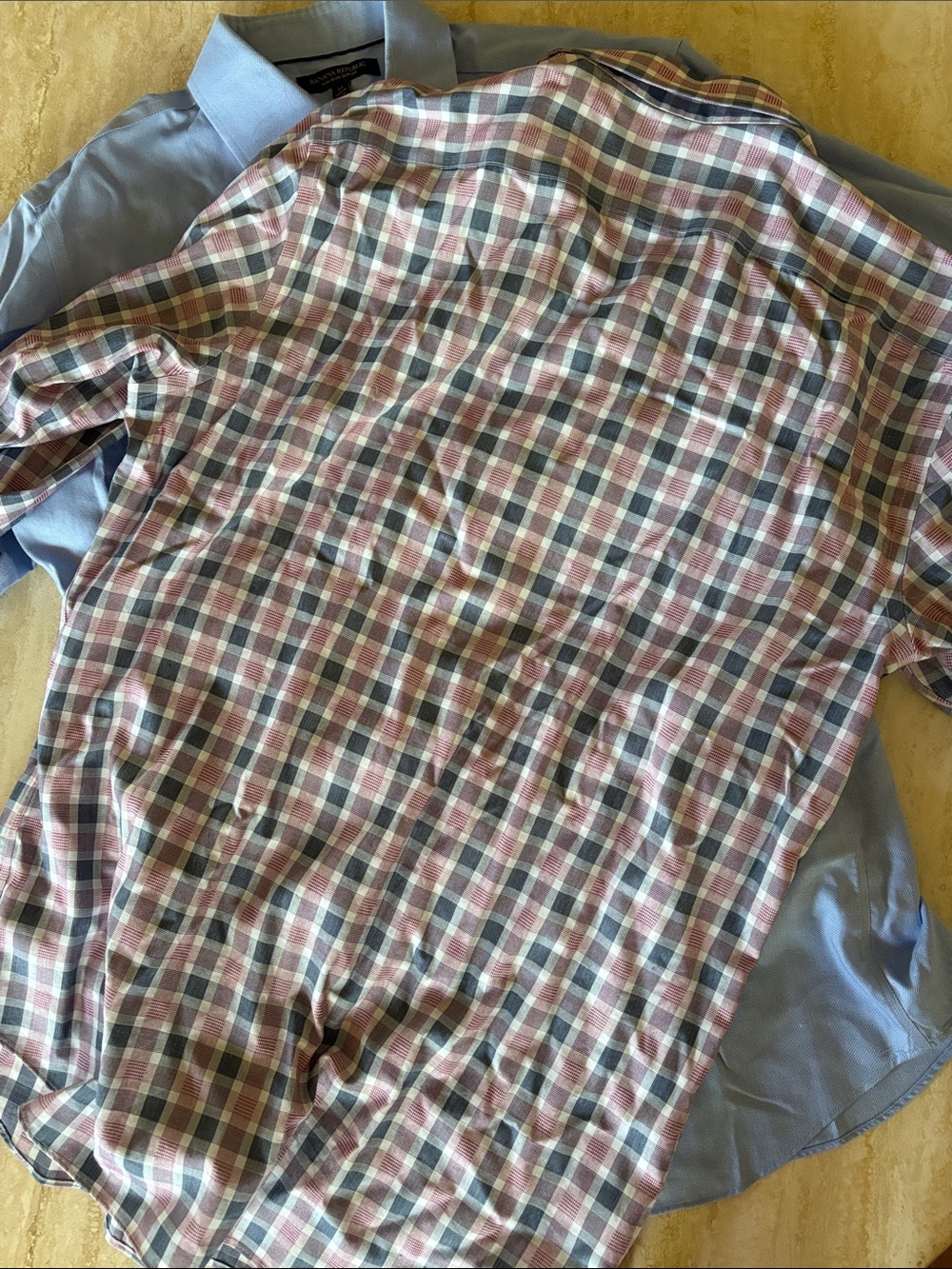 Set of 2 Banana Republic Men's Blue and Pink Check Dress Shirt Duo Size M - Picture 8 of 9